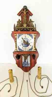Antique WARMINK ZAANSE FRANZ HERMLE NUELCK SYN SIN Porcelain Dutch Clock NICE!!