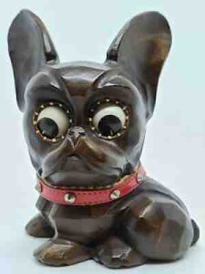 Antique Working OSWALD Germany Rolling Eyes Scottie Terrier Figural Mantel Clock