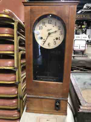 ANTIQUE VINTAGE (SIMPLEX)TIME RECORDER PUNCH CLOCK Large OAK CABINET.Early 1900s