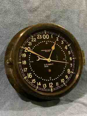 ** Fully Restored** 1944 WWII US NAVY 24hr. Chelsea Ships Clock 8.5" Dial
