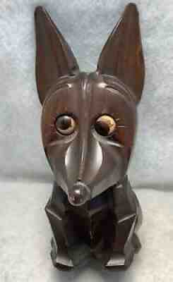 Antique/Vintage J Oswald OSHUR Rolling Eye Carved Wood Dog Clock, Germany, Rare