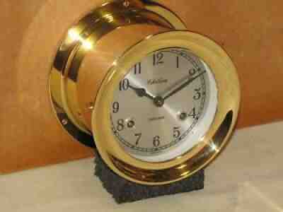 CHELSEA SHIPS BELL CLOCK~SHIP STRIKE MODEL~4 1/2" DIAL 1993 HINGED BEZEL