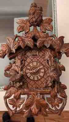 Cuckoo Clock Owls Birds 8 Day Genuine Black Forest German Schwer USED