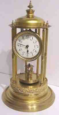 ANTIQUE 1920'S GERMAN DISC PENDULUM JAHRESUHREN FABRIK BANDSTAND 400 DAY CLOCK