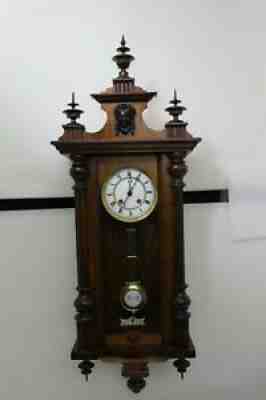 Antique Gustav Becker Spring Driven Vienna Style Wall Clock, Fully Cleaned 1893