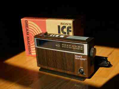 Sony Vintage Clock Alarm Radio EZ Neon ICF New Nos Boxed