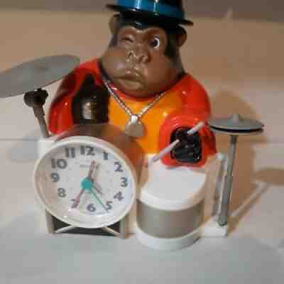 Very Rare-Vintage Rhythm Gorilla Drum Alarm Clock Japan ONE MAN BAND