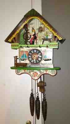 Vintage Rare E SCHMECKENBECHER Cuckoo Clock 1970s Musical Animated Woman with
