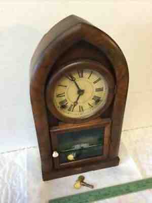 Magnificent Antique Daniel Pratt Beehive Time & Strike Clock Reverse Paint Glass