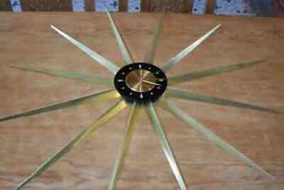 Huge 43" Mid Century MCM Master Crafters Sunburst Starburst Wall Clock Vintage