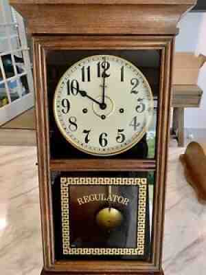 Vintage Ridgeway Regulator Wood Wall Clock Works, Rare Rectangle 31 Day Wind Key