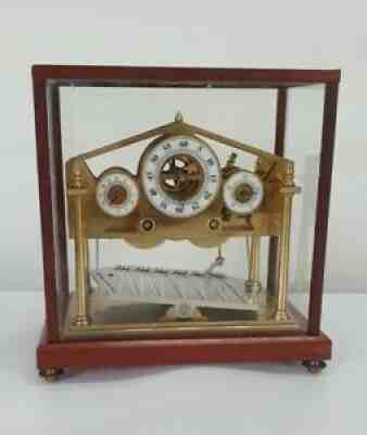 8 Day Miniature English William Congreve Rolling Ball Clock with Brass Wood Base