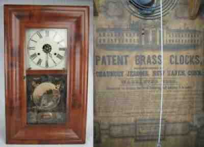 RARE CHAUNCEY JEROME! antique ogee clock OG shelf mantel REVERSE PAINTED