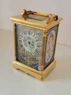 French Carriage Clock with porcelain panels late 1800s