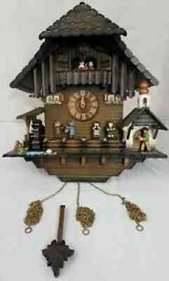 Swiss Musical Movement Cuendet Der-Frohliche Wanderer Edelweiss Cuckoo Clock