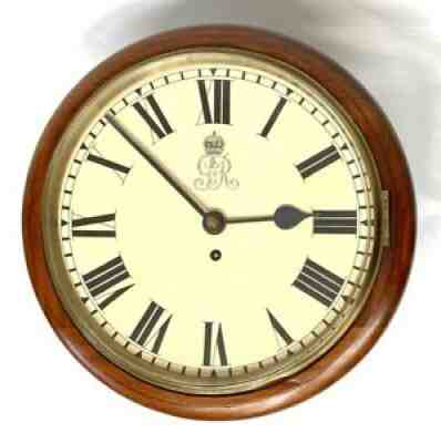 AUTHENTIC Mahogany George V GR V Chain Fusee Wall Clock with Cast Bezel