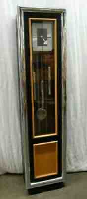 George Nelson Howard Miller Mid Century Black Chrome Grandfather Clock