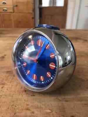 RETRO Mid Century BLESSING ALARM CLOCK Space Age 70s GERMANY Chrome Red Blue