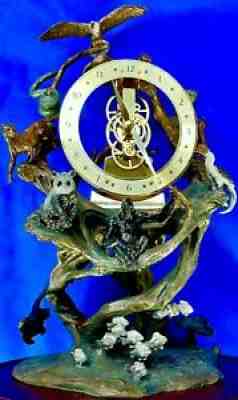 1991 Franklin Mint Guardians of the World Bronze Sculpture Clock by Steven Lord
