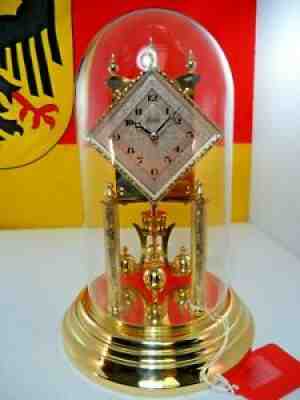 Kundo 400 Day Anniversary Brass Clock w Glass Dome Restored Running