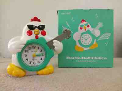 Rhythm Rock 'n Roll Guitar Playing Chicken Japanese Talking Alarm Clock WORKS