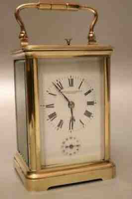 PETITE SONNERIE ANTIQUE FRENCH CARRIAGE CLOCK chiming on 2 gongs & alarm WORKING