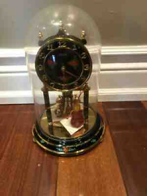 KUNDO JUNIOR GERMAN 400 DAY ANNIVERSARY CLOCK BLACK FLOWERS NEW IN BOX VINTAGE