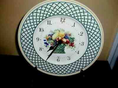 W GERMANY VILLEROY BOSH PLATE BASKET~WALL CLOCK~ANNO 1748 PORCELAIN 10 25 D MINT