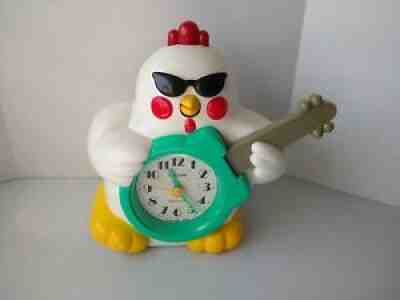 Rhythm Rock 'n Roll Guitar Playing Chicken Japanese Talking Alarm Clock WORKS