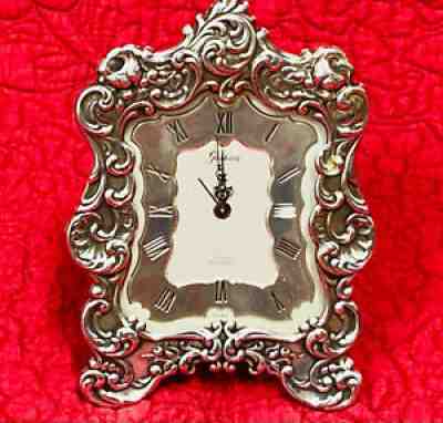 Exquisite Gorham sterling silver shelf clock - CYMA Swiss 11 Jewel Movement