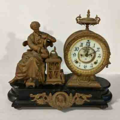 For MARK Only RARE 1881 ANSONIA Figural NEWTON Mantle Clock Open Escapement
