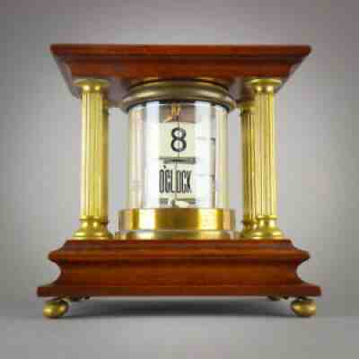 â° C.1905 JUNGHANS GERMANY ANTIQUE PLATO FLIP DIGITAL TICKET DESK CLOCK PALLWEBER