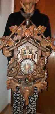 xl vintage original 8 day cuckoo clock,black forest musikal play 2 melodie