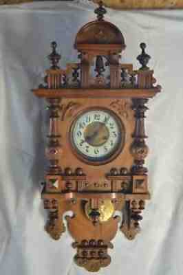 RARE ANTIQUE HAMBURG AMERICAN WOOD CARVED WALL CLOCK GERMAN ART NOUVEAU LADY RUN