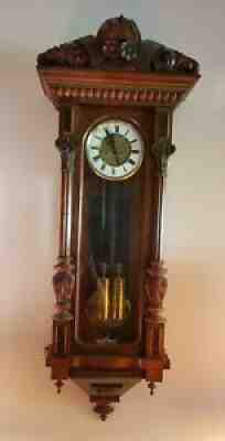 Gustav Becker Vienna Regulator Two Weight 8 Day Clock Engrave Pendulum Weights
