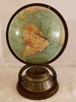 Vintage 1945 Replogle Terrestrial World Globe with 24 Hour World Time Clock Base