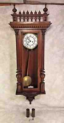 Gustav Becker Vienna Regulator Wall Clock Running 2 Weight Driven 1878 Runs