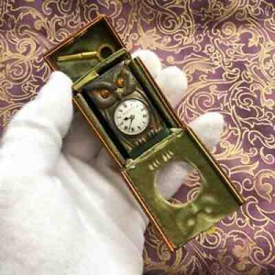 WOW! RARE ANTIQUE UNIQUE ART DECO LINZELER CARTIER MAKER OWL DESK CLOCK $30.000!