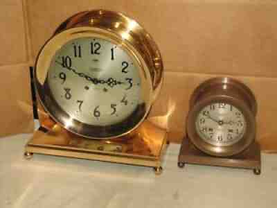 CHELSEA ANTIQUE SHIPS BELL CLOCK~COMMODORE MODEL~ 8 1/2 IN DIAL 1912 RESTORED