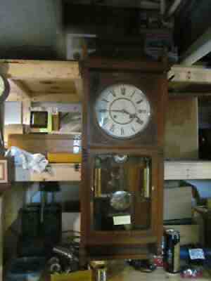 SETH THOMAS "FLORA" 1884 COMPOUND WEIGHT WALL CLOCK