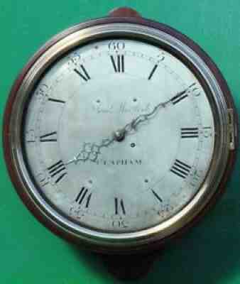 EARLY ENGLISH GEORGIAN 8 DAY VERGE FUSEE 12" DIAL CLOCK SAMUEL MORTLOCK CLAPHAM