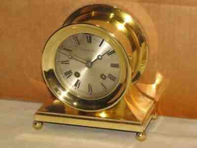 CHELSEA ANTIQUE SHIPS BELL CLOCK~COMMODORE MODEL~4 1/2 IN DIAL 1904 RESTORED