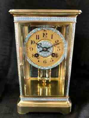 French clock cloisonnÃ© crystal regulator four glass minute boudoir