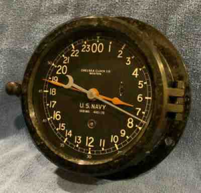 **Fully Restored** WWII 1944 US NAVY 24hr. Chelsea Ships Clock