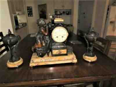 Japy Freres Three Piece French Garniture Clock