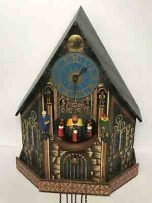 Rare musical Trumpeter Automaton Shelf Cuckoo Clock Nuremberg Church Of Our Lady