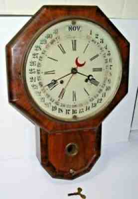 Antique Gilbert Galusha Maranville Calendar Clock, Rosewood, 8 Day, 1861, Works