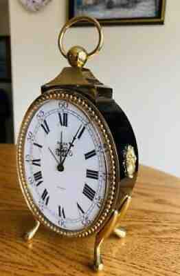 SWIZA 15 Jewels 8 Day Neuchatel Large Alarm Clock Desktop Made In Switzerland