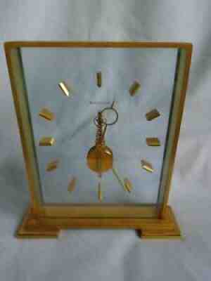 VINTAGE JAEGER LECOULTRE (SKELETON) INLINE BAGUETTE MANTEL CLOCK IN GWO