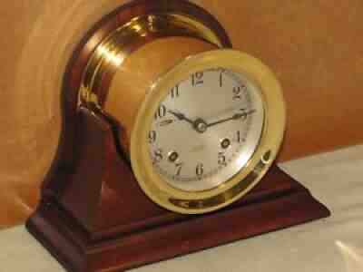 CHELSEA VINTAGE SHIPS BELL CLOCK~3 3/4 IN DIAL 1959 HINGED BEZEL~RESTORED